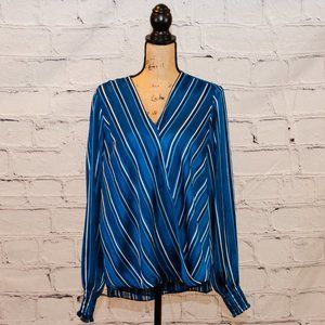 White House Black Market (WHBM) Long Sleeved  V-Neck Crossover Blouse